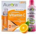 Aurora Nutrascience Mega Liposomal C 32 Pack + D3/K2-vitamiini pullo Bundle - täydentää immuunitukea & kognitiivinen terveys - 32 tarjoilua Jokainen