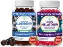 Lunakai Aikuiset Elderberry ja lapset Melatoniini Gummies Bundle - Immuunituki sinkin ja C-vitamiinin aikuisille ja lapsille - ei-GMO, Vegaani, Gluteeniton luonnollinen uni Gummy