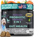 Googipet Probiootit koirille Ruoansulatusterveys - Prebiootit ja Probiootit Purut koirille Gut Health + digestiivinen Enzymes - Dog Probiootit Hiiva kutiava ihon kutiava korvat w/Paya, kurpitsa, & kuitu