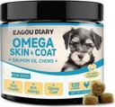 EagouDiary Salmon Oil Chews for Dogs,Omega 3 Skin & Coat Supplement for Dogs with EPA & DHA Fatty Acids,Angelica, Metionine, Vitamins,Minerals for Itchy Skin & Allergia Relief (120Ct)