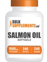 BulkSupplements.com Salmon Oil Softgels - Omega 3 Supplement, Wild Alaskan Salmon Oil Supplements - 1000mg, Gluteeniton, 1 Softgel per Serving, 240 Count (Pakkaus 1)