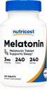 Nutricost Melatoniini 3 mg, 240 tablettia - 3 mg per annos, ei-GMO, gluteeniton