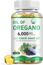 Luonnon elävä Oil of Oregano Black Seed Oil, 2 in 1 Oregano Supplement for Immune Health, Retains High Thymokinone, non-GMO, 60 Softgels, 1 Pack