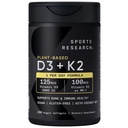 Sports Research D3-vitamiinia K2 ja 5 000iu kasviperäistä D3 & 100 mikrog K2-vitamiinia MK-7, ei-muuntogeenisiä tuotteita Varmennettu & Vegan Certified - 160 Liquid Softgels