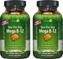 Irwin Naturals One-per-Day Mega B-12 1 500 mcg High Potency Metyylikobalamiini Vitamiini - Nopea tehostettu imeytyminen MCT + Aasian Ginseng - Natural Energy Boost - 60 Liquid Softgels (paketti 2)