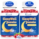 Sleep Gummies aikuisille ja lapsille - Sokeriton melatoniini Gummies magnesium, L-Theanine, B12-vitamiini, Vegaani - Vadelma maku, 120 Cts
