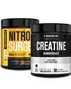 Jacked Factory Nitrosurge Build Pre workout kanssa Creatiini lihas Building (30 tarjoilua, sininen vadelma) & Creatiini Monohydraatti Powder for Muscle Growth & Recovery (30 tarjoilua, makuamaton)