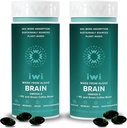 iwi life Brain Omega-3, 120 Softgels (60 Servings), Vegan Plant-Based Algae Omega-3 EPA + DHA, Focus, Muisti ja mieliala Tuki Ruokavalion täydentää, Krill & Fish Oil Vaihtoehtoinen, Ei Fishy Jälkimaku