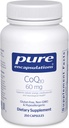 Puhtaat kapselit CoQ10 60 mg Coenzyme Q10 -lisäaine energialle, antioksidanteille, aivoille ja soluille, kognitiolle ja kardiovaskulaariselle tuelle* . 250 kapselia