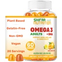 SHIFAA NUTRITION Vegaani Omega 3 Gummies for Aikuinen ... Ei kalaöljyjä... 60 Gummies... Kasvipohjainen w/Chia-öljy, Algae Omega 3 6 9 w/DHA, C-vitamiini aivoihin, sydän- ja verisuonitautien tuki Halal