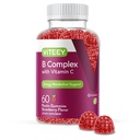 Vitey B-vitamiini Complex Gummies kanssa C-vitamiini - energia, aineenvaihdunta ja immuuni tuki - B6, B12, Niacin, Foolihappo, Biotiini, Kalsium - Vegaani, Gluteeniton - 60
