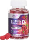D3-vitamiini Gummies 5000 IU (125 mikrog) - Triple Strength Bone and Immune Support, D-vitamiini Gummy Dietary Supplement, Nature's Berry D-vitamiini Supplement, Vadelma Maku, ei-GMO - 60 Gamma