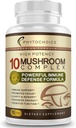 10 Mushroom Complex Nootropic Brain täydentää-tarkennettu Best Functional Mushrooms-Brain Memory Focus Energy, Immuuni tuki-Lions Mane-Reishi-Cordyceps-Chaga-Turkki Tail (90 kapselia)