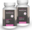 Mountain Peak Nutritionals Acid Assist & Digestive Support Combo Pack - Gastrointestinal & Digestive Health - Enzymes, Probiootit, & ravintoaineiden tuki - 90 kasvissyöjä Kapselit Jokainen