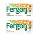 Fergon High Potency Iron Supplement Tablets, 100 kreivi, 2 kpl pakkaus