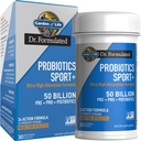 Elämän puutarha Dr Formulated Sport Probiootit Ruoansulatuskanavan lisäravinteet, Organic Prebiotics for Women & Men Urheilijat, Kliinisesti tutkittu Turmeric Curcumin, 50 miljardia PMY, Gut Health, Acidophilus, 30ct