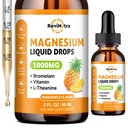Magnesium Glycinate Liquid Drops, 1000 mg nestemäistä Magnesium Complex Supplement for Sleep, Hermo, Energia, Lihas, Luut, Rauhoitu & Ruokavalio, Korkea Imeytyminen, 2 Fl Oz, Sokerivapaa Ananas Flavor