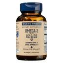 Wiley's Finest Wild Alaskan Fish Oil Vitamiini K2 & D3 Softgels - 500mg EPA ja DHA Omega-3s Bone and Heart Health Support - 60 Softgels (60 Servings)