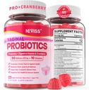 emätin Probiootit Gummies naisten PH Balance, Odor Control prebiootit, karpalo, D-Mannose, edistää feminiini terve emättimen Flora, virtsatie, Hiiva, Ruoansulatuskanavan tuki, sokeriton, 120Cts