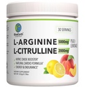 L-arginiini 5000 mg + L-sitrulliini 2000 mg Complex Powder Supplement - Typpioksidi Booster - Heart Health, Veren virtaus, energia & Endurance - 30 tarjoilut (Peach Lemonade)