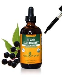 Herb Pharm Certified Organic Black Elderberry Liquid Extract immuunijärjestelmän tukea, alkoholiton Glyceriitti, 4 Ounce