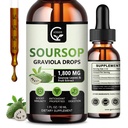 2 pakkaus) Soursop Graviola Liquid Drops 1800mg, 98% Imeytyminen Soursop Bitters Liquid for Cell Support & Regeneration, Immuuni Boost, Rentoudu, Maksa ja uni, Herbal Goodness, Gluteeniton, 1 Fl Oz