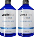 Kolloidinen Silver Liquid - 12 PPM Premium Silver Solution, 60 MCG Per Serving, Kaikki luonnolliset, Vegan Immunomy System Support, Ionic Silver Water Daily Mineral Supplement (2-16 Fl oz pullot)