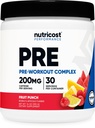Nutricost Pre-Workout Complex Powder (30 tarjoilua, hedelmäpunch) - Beta-Alanine, Tauriini ja aminohapot