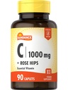 Sundance C-vitamiini 1000 mg Rose HIPS ... 90 kasvissyöjä Caplets...