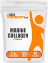 BulkSuplements.com Marine Collagen Powder - Marine Collagen Peptides Supplement, hiukset, iho, & kynnet - Hydyrolysed & Gluteenittomat, 2,5 g per tarjoilu, 100g (3.5 oz) (Pakkaus 1)