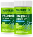 NATURALLO Probiootit - 50 miljardia PMY, 11 Kanta, Päivittäinen käyttö täydentää - Boosts Immunosysteemi, Viivästynyt Release, Ei jääkaappi, 60 Kasvissyöjä Kapselit (paketti 2)