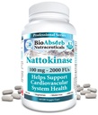 Bio Absorb Nattokinaasi Supplement. Ei-GMO Natto Extract Enzyme. 100 mg, 2000 FU:ta. 60 kasviskapselia (60 päivän toimitus)