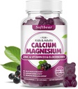 softbear Kalsium Magnesium Sinkki Gummies naisille, korkea imeytyvä kalsium Magnesium täydentää luun vahvuus, sokeriton, vegaaninen, Elderberry maku 60 Gummy