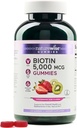 NatureWise Biotin Gummies - Tukee Terveet hiukset, iho ja vahvat kynnet - B7-vitamiini 5000 mcg - Natural Beauty - Mansikka-Kiwi Flavor - Vegan, ei-GMO, Gluteeniton - 180 Count[90 päivän tarjonta]