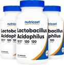 Nutricost Lactobacillus Acidophilus 10 miljardia PMY, 120 kasviskapselia - Probiootti (3 pulloa)