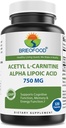 Brieofood Acetyl L-karnitiini Alfa Lipoiinihappo (ALA ALC) 750 mg 120 kapselia