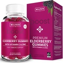 WellPath Boost Elderberry Gummies sinkki & C-vitamiinia Immuuni tuki täydentää aikuisille Immuniteetti Booster vitamiineja Sambucol Musta Gummy ...