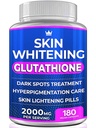 Glutationi Valkaisulääkkeet - 180 kapselia 2000 mg Glutationi - Tehokas ihon vaalentamiseen täydentää - Tummat kohteet, Melasma & Acne Arpi poistaa, hyperpigmentaatio hoito - antioksidantti