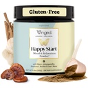 Winged Wellness Happy Start, Mood Boosting Drink Mix Powder for Women - Happy Mind & Hormonal Health, Mielen tuki täydentää Red Maca, Ashwagandha, Sienet & Lisää - suklaa, 30 Tarjoilut