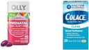 Olly Ultra Strength Prenatal Multivitamiini Softgels aivojen kehityksen tuki + Colace Clear Stool Softener kapselit, 28