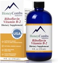 HoneyCombs B2-vitamiini Riboflaviini Supplement Liquid Drops - Korkea Potenssi B2-vitamiini miehille ja naisille - Säilytä tervettä ruoansulatusta, hermosto, hiukset, iho, kynnet - Vegaani neste vitamiineja (8 Fl oz)