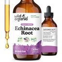 Wild & Organic Echinacea Drops - Immuunituki täydentää Echinacea Angustifolia - Liquid Root Extract Tincture - Vegaani, sokeri & alkoholiton - 4 fl oz