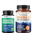 Omega 3 Fish Oil and Probiotic Capsules ... Triple Strength EPA & DHA Omega 3 Burpless Softgels Plus Probiootit & Prebiootit Kapselit Gut Health & Immuunituki 60 tarjoilua