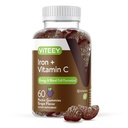 Vitey Iron Gummies - Silitysrauta C-vitamiini - Energia, Bood Support ja anemia täydentää naisten ja miesten - Vegaani, Gluteeniton - 60 Count