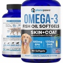 Omega 3 Fish Oil for Dogs - Salmon Oil for Dogs - Dog Fish Oil Supplement Saattaa auttaa Sheddding, Allergia, kutina Relief - Tukee kuiva iho, nivelet - Koiran iho ja takki täydentää - 90 Fish Oil Pills EPA DHA