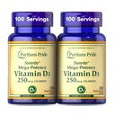 Puritanin Pride Premium SunviteTM Mega-Potency-vitamiini D3 10 000 IU, terveellisten luuiden, hampaiden ja immuunijärjestelmän tuen ravintolisä, 100 nopea julkaisu Softgels