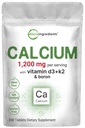 Micro Ingredients Calcium 1,200 mg D3- ja K2-vitamiinia, 300 tablettia.