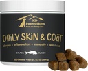 K9-Innovations - Daily Skin & Coat Dog Chews Salmon Flavor - vähentää kutina & Tassun puru, Omega 3 & VIT C ihon terveys - 1-4 kuukauden tarjonta (120qty)