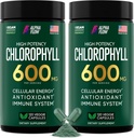 Alpha Flow [2 pakkaus] Klorofyllikapselit 600mg - Klorofylli täydentää energiaa ja ihoa - Sisäinen deodorantti naisille ja miehille - Vaihtoehto nestepillereitä - 240 Vegan pillereitä
