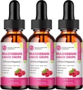 (3 pakkaus) Magnesiumnesteen tippa - 8 in 1 Magnesium Complex Supplement magnesium Glycinate, Sitraatti, Malaatti, Taurate, aivot, yö, lihakset, luut, Cramps, Vadelma maku